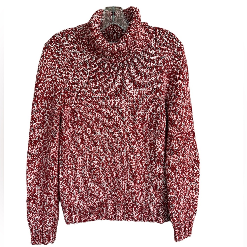 Ann Taylor, red and white knit sweater medium